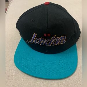 Air Jordan Pro Script Black Turquoise flat bill Baseball Hat Cap
